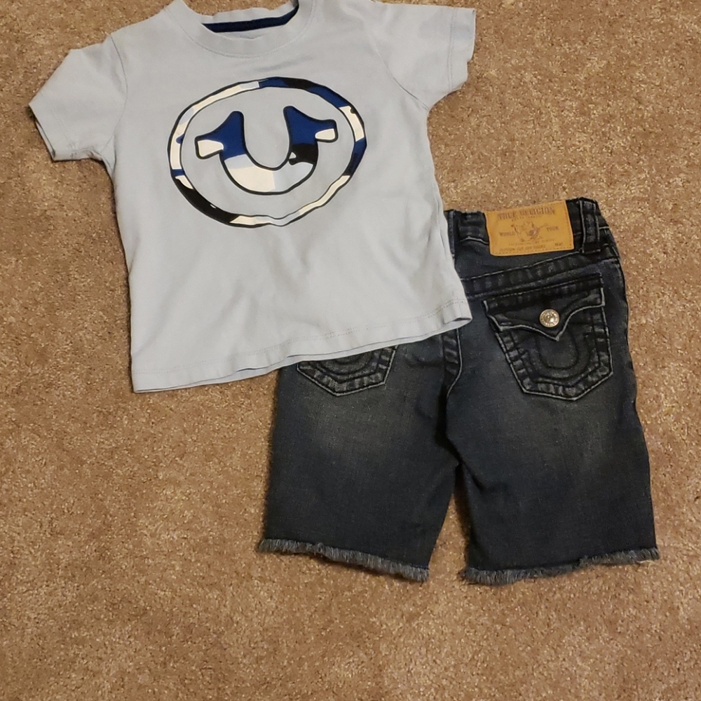 Boys Matching True Religion Tshirt and Denim Short
